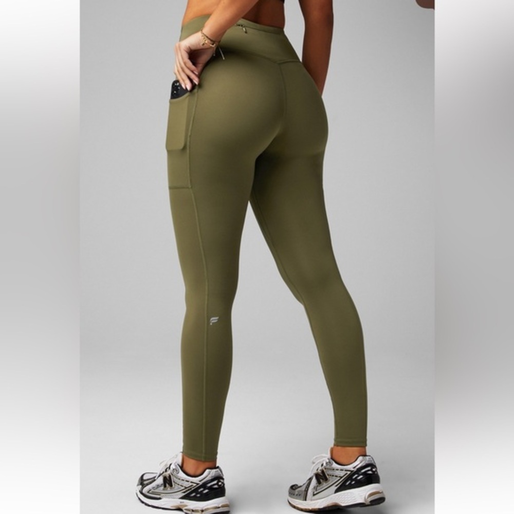 Fabletics Olive Green High-Waist Pocket Leggings